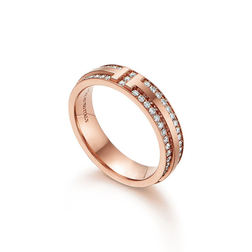 Tiffany Narrow Pave Diamond 18K Gold Ring