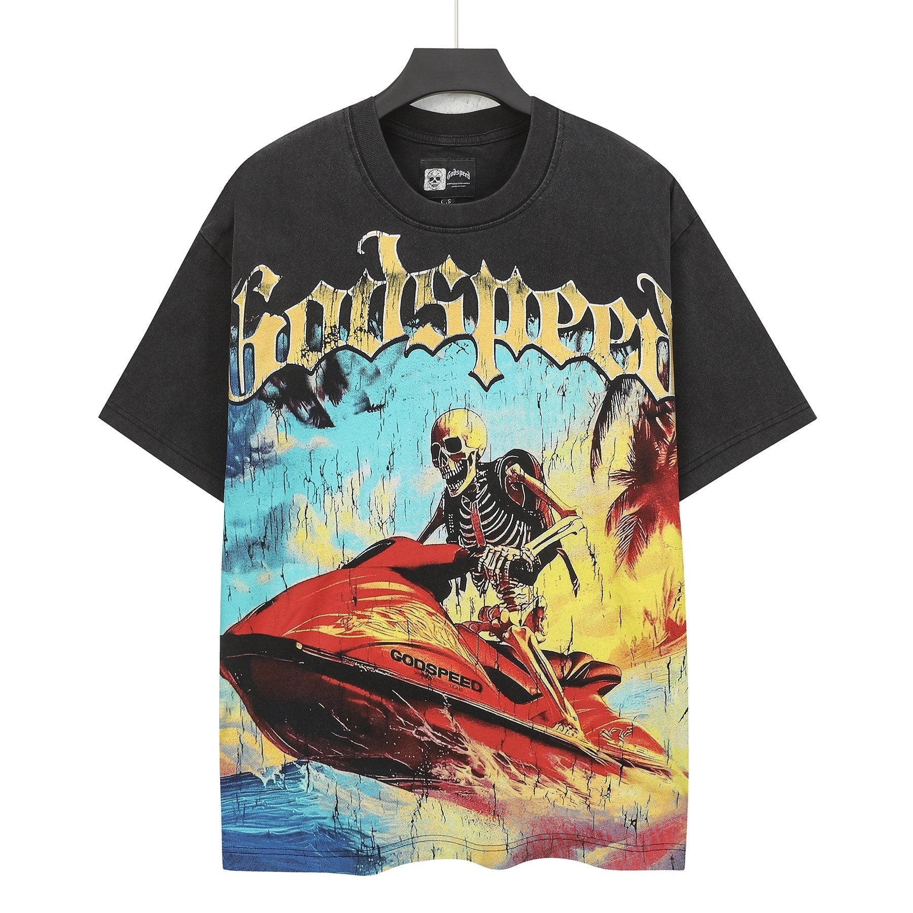 Godspeed Skeleton Jet-Ski Graphic T-Shirt — front