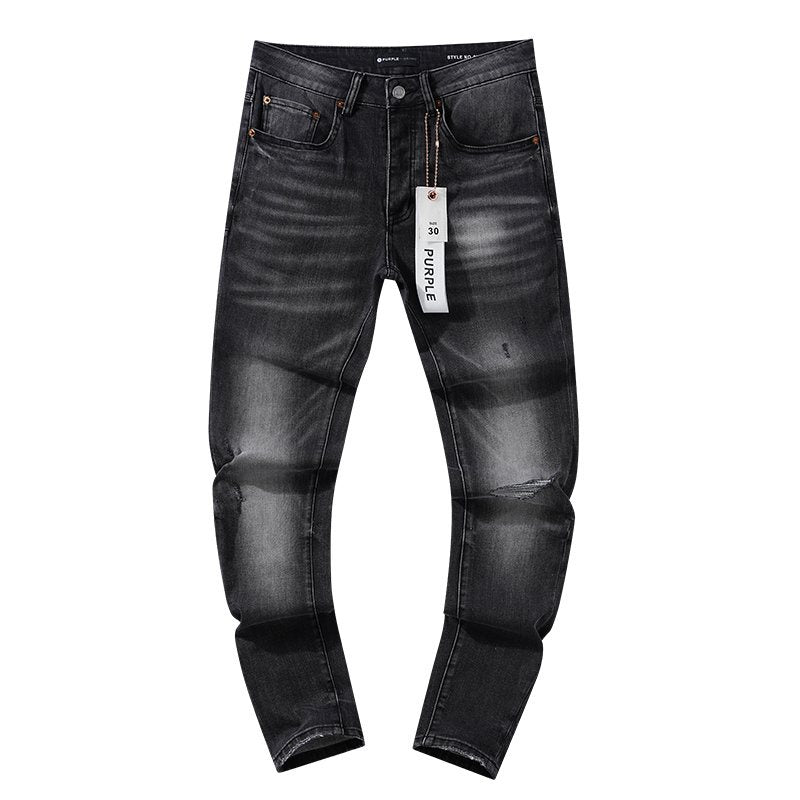 Purple Brand Washed Black Distressed Jeans — hero