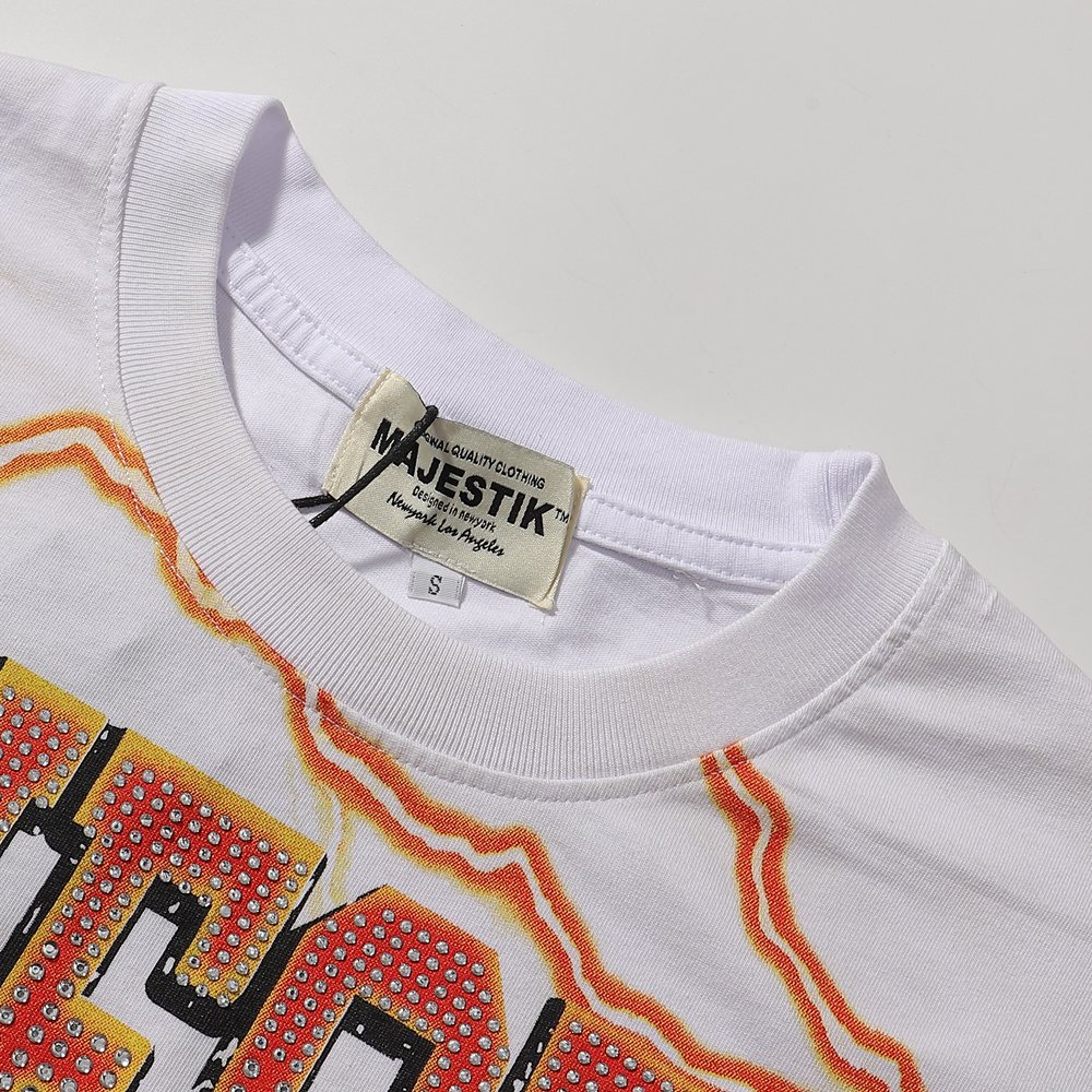 MAJESTIK Fearless 00 Football Bear Graphic T-Shirt — detail
