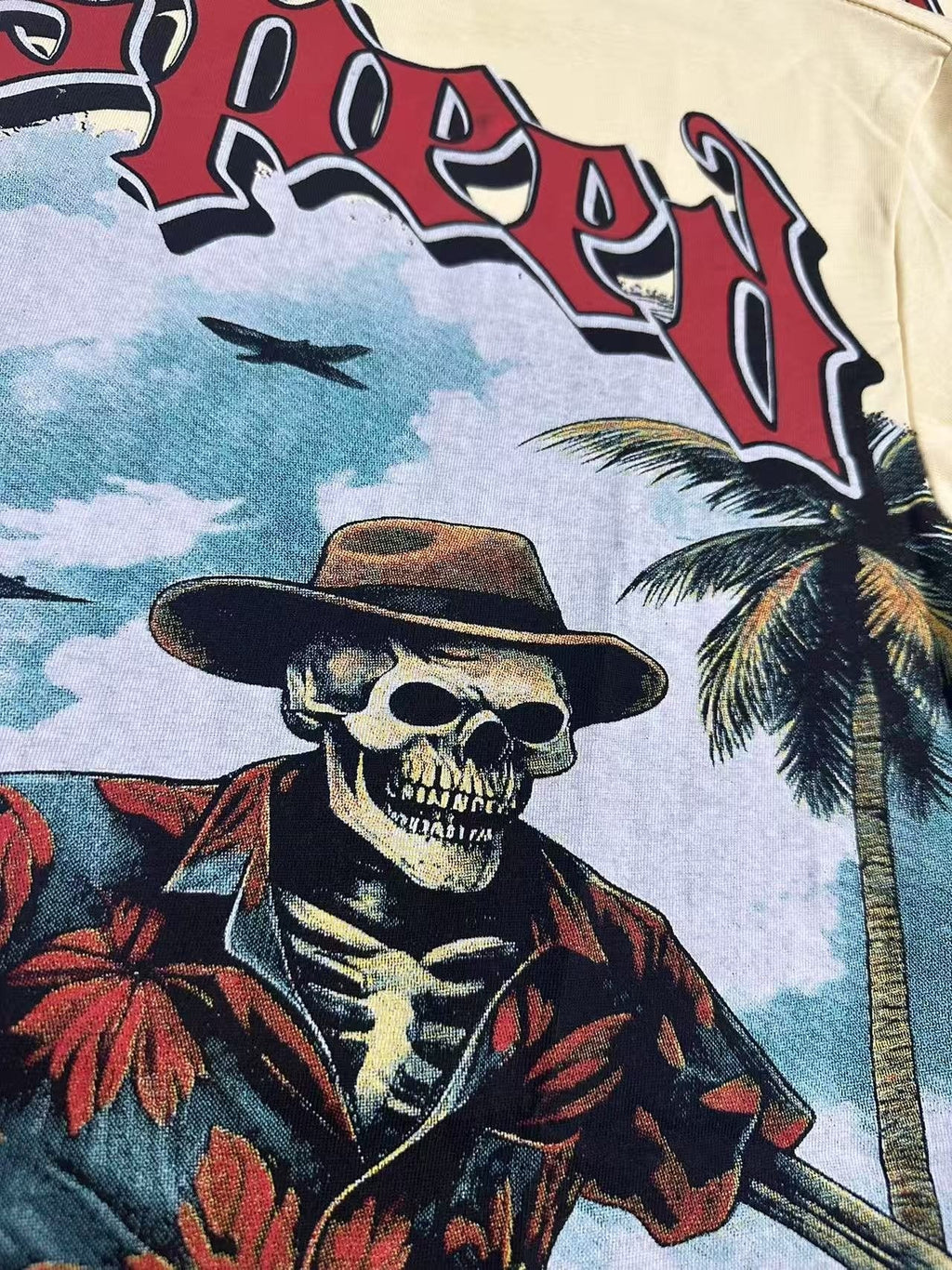 Godspeed Beach Skeleton Graphic T-Shirt — detail