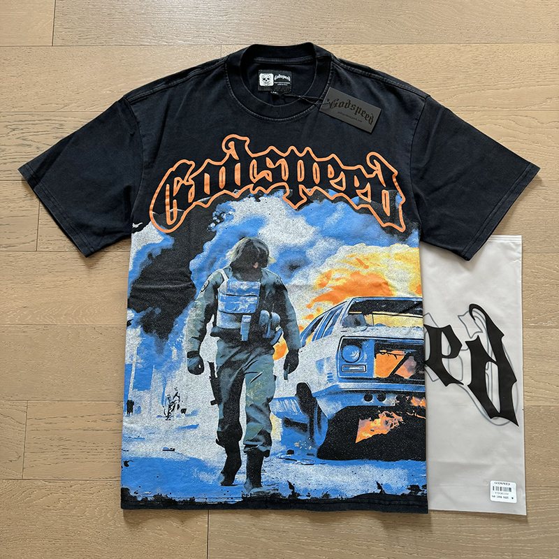Godspeed Astronaut Car Graphic T-Shirt — context