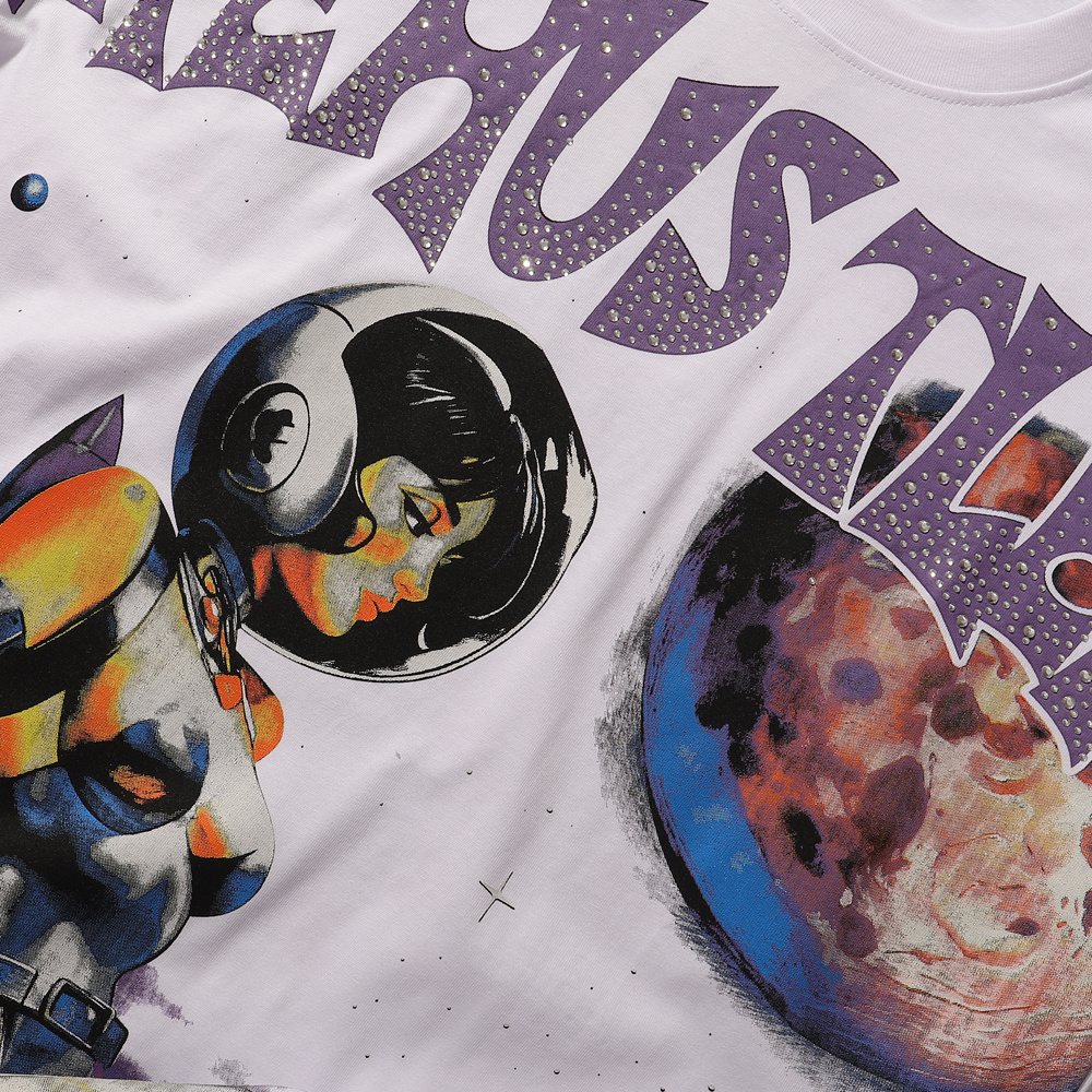 Life Hustlere Sexy Astronaut Rhinestone-Style Graphic T-Shirt — detail