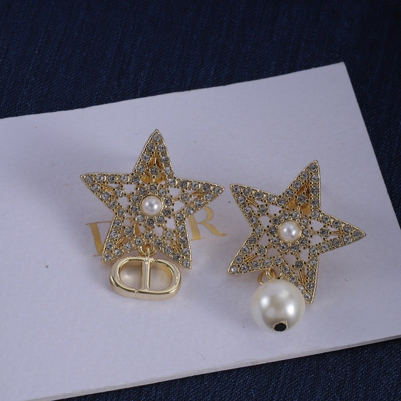 Dior Star Diamond 18K Gold Earrings