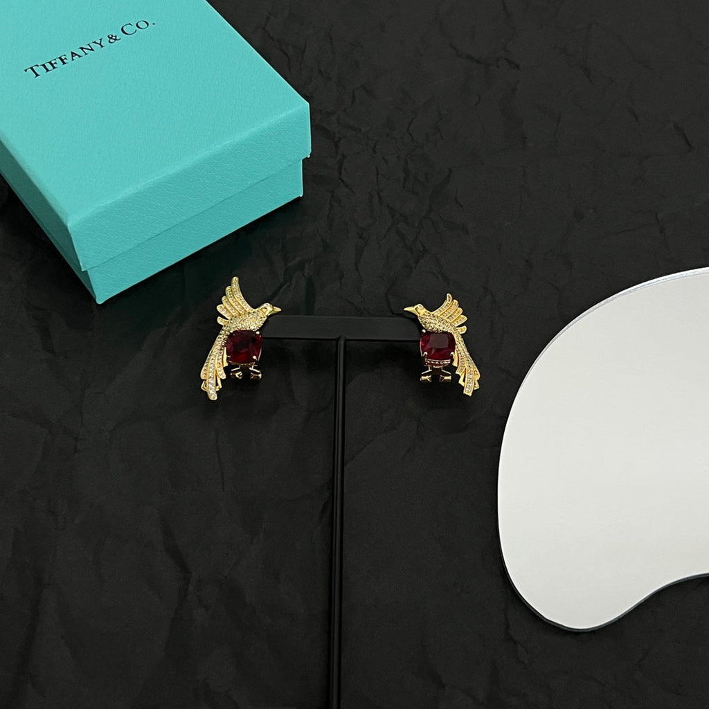 Tiffany Bird Diamonds 18K Gold Earrings