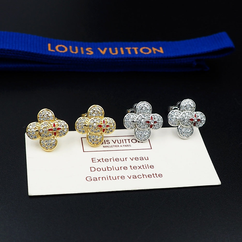 Louis Vuitton Vivienne Diamond 18K Gold Earrings