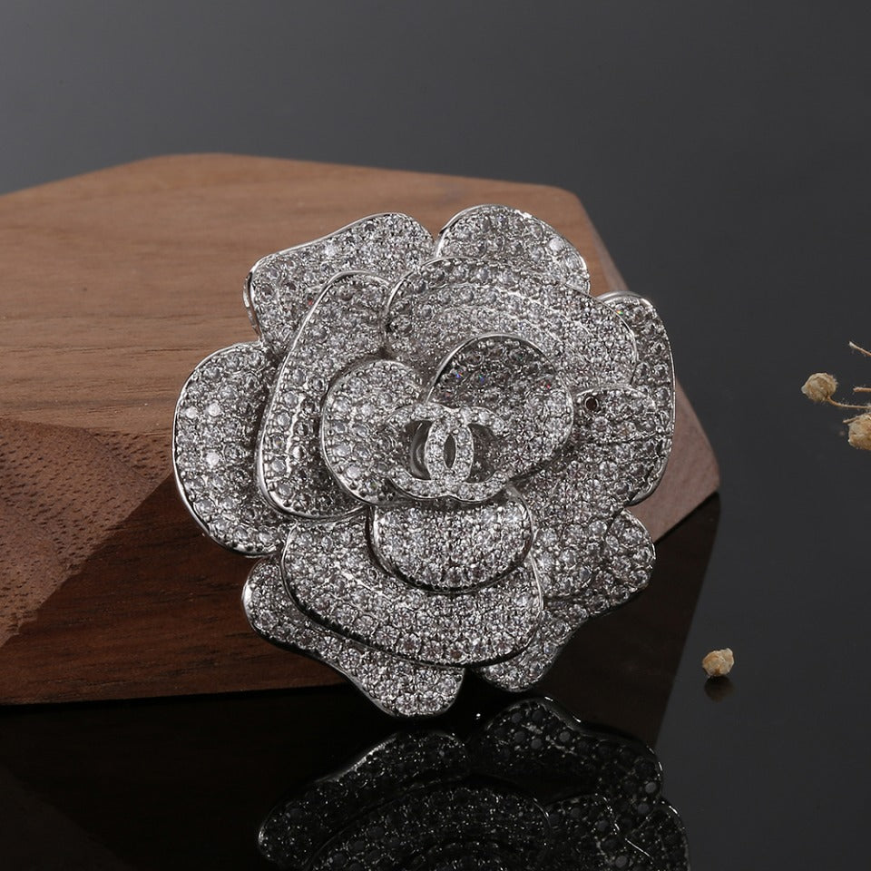 Chanel Camellia Diamonds 18K Gold Brooch