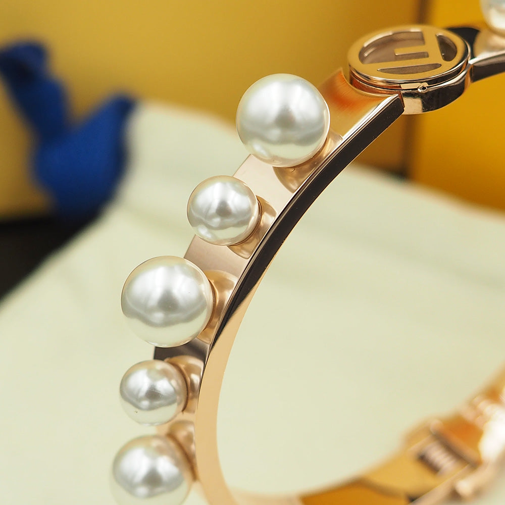 Fendi Pearls 18K Gold Bracelet